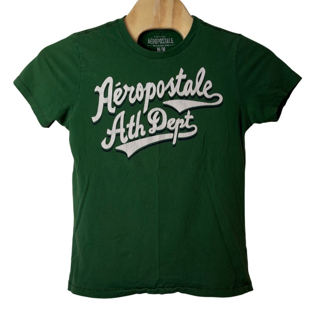 Aeropostale Men's Vintage Y2K Graphic T-Shirt Size M Green Athletic Spellout